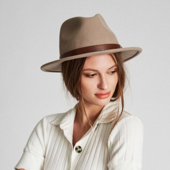 Brixton Messer Fedora Hat Light Tan Xs 